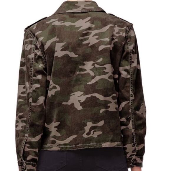 Good American camo denim military jacket stretch zip jean size XL 2/3 16 1X 2 3 - Picture 5 of 15